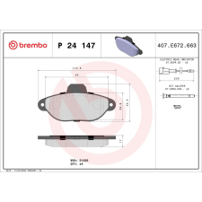 BREMBO fékbetétkészlet, tárcsafék BREMBO P 24 147 autóalkatrész