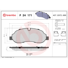 BREMBO fékbetétkészlet, tárcsafék BREMBO P 24 171 autóalkatrész