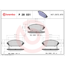 BREMBO fékbetétkészlet, tárcsafék BREMBO P 28 031 autóalkatrész