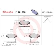 BREMBO fékbetétkészlet, tárcsafék BREMBO P 28 050 autóalkatrész
