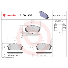 BREMBO fékbetétkészlet, tárcsafék BREMBO P 30 056 autóalkatrész