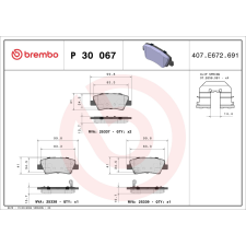 BREMBO fékbetétkészlet, tárcsafék BREMBO P 30 067 autóalkatrész