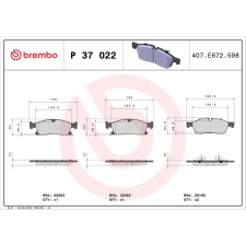 BREMBO fékbetétkészlet, tárcsafék BREMBO P 37 022 autóalkatrész
