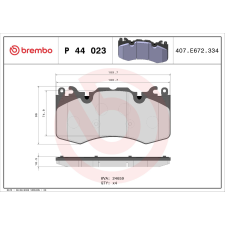 BREMBO fékbetétkészlet, tárcsafék BREMBO P 44 023 autóalkatrész