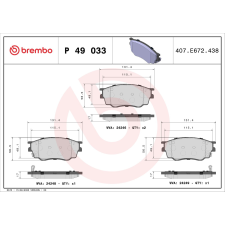 BREMBO fékbetétkészlet, tárcsafék BREMBO P 49 033 autóalkatrész