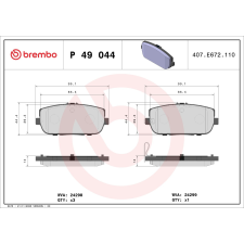 BREMBO fékbetétkészlet, tárcsafék BREMBO P 49 044 autóalkatrész