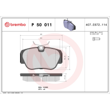 BREMBO fékbetétkészlet, tárcsafék BREMBO P 50 011 autóalkatrész