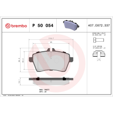 BREMBO fékbetétkészlet, tárcsafék BREMBO P 50 054 autóalkatrész