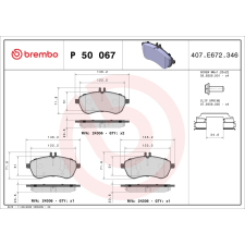 BREMBO fékbetétkészlet, tárcsafék BREMBO P 50 067 autóalkatrész
