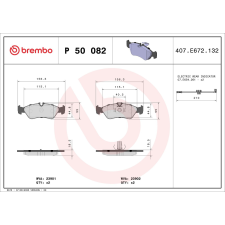 BREMBO fékbetétkészlet, tárcsafék BREMBO P 50 082 autóalkatrész