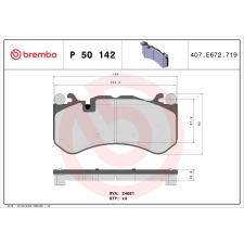 BREMBO fékbetétkészlet, tárcsafék BREMBO P 50 142 autóalkatrész