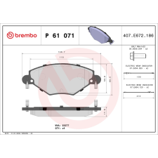 BREMBO fékbetétkészlet, tárcsafék BREMBO P 61 071 autóalkatrész