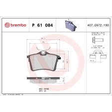 BREMBO fékbetétkészlet, tárcsafék BREMBO P 61 084 autóalkatrész