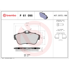 BREMBO fékbetétkészlet, tárcsafék BREMBO P 61 095 autóalkatrész