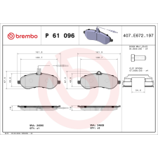 BREMBO fékbetétkészlet, tárcsafék BREMBO P 61 096 autóalkatrész
