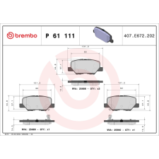 BREMBO fékbetétkészlet, tárcsafék BREMBO P 61 111 autóalkatrész
