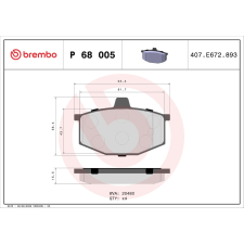 BREMBO fékbetétkészlet, tárcsafék BREMBO P 68 005 autóalkatrész