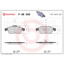 BREMBO fékbetétkészlet, tárcsafék BREMBO P 68 050 autóalkatrész