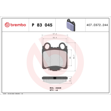 BREMBO fékbetétkészlet, tárcsafék BREMBO P 83 045 autóalkatrész