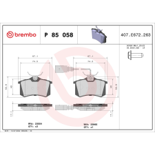 BREMBO fékbetétkészlet, tárcsafék BREMBO P 85 058 autóalkatrész