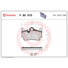 BREMBO fékbetétkészlet, tárcsafék BREMBO P 85 070 autóalkatrész