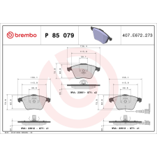BREMBO fékbetétkészlet, tárcsafék BREMBO P 85 079 autóalkatrész