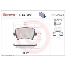 BREMBO fékbetétkészlet, tárcsafék BREMBO P 85 095 autóalkatrész