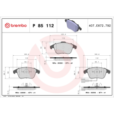 BREMBO fékbetétkészlet, tárcsafék BREMBO P 85 112 autóalkatrész