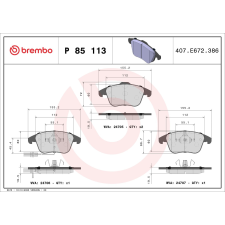 BREMBO fékbetétkészlet, tárcsafék BREMBO P 85 113 autóalkatrész