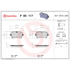 BREMBO fékbetétkészlet, tárcsafék BREMBO P 85 117 autóalkatrész