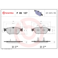 BREMBO fékbetétkészlet, tárcsafék BREMBO P 85 127 autóalkatrész