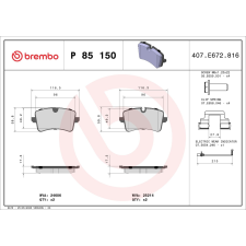 BREMBO fékbetétkészlet, tárcsafék BREMBO P 85 150 autóalkatrész