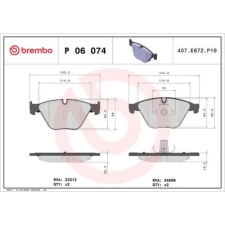 BREMBO fékbetétkészlet, tárcsafék P 06 074 autóalkatrész