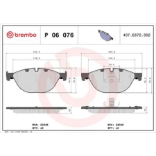 BREMBO fékbetétkészlet, tárcsafék P 06 076 autóalkatrész