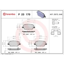 BREMBO fékbetétkészlet, tárcsafék P 23 170 autóalkatrész