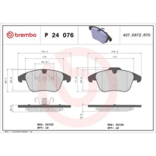 BREMBO fékbetétkészlet, tárcsafék P 24 076 autóalkatrész