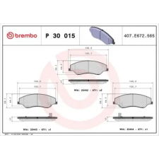 BREMBO fékbetétkészlet, tárcsafék P 30 015 autóalkatrész