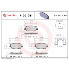 BREMBO fékbetétkészlet, tárcsafék P 30 081 autóalkatrész