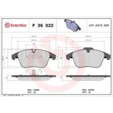 BREMBO fékbetétkészlet, tárcsafék P 36 022 autóalkatrész