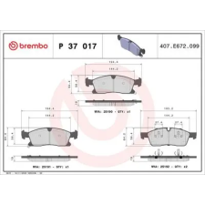 BREMBO fékbetétkészlet, tárcsafék P 37 017 autóalkatrész