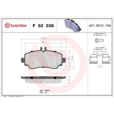 BREMBO fékbetétkészlet, tárcsafék P 50 036 autóalkatrész