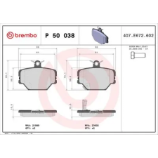 BREMBO fékbetétkészlet, tárcsafék P 50 038 autóalkatrész