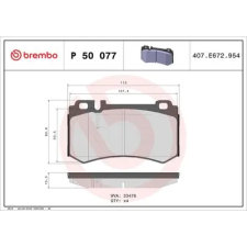 BREMBO fékbetétkészlet, tárcsafék P 50 077 autóalkatrész