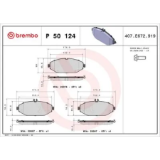 BREMBO fékbetétkészlet, tárcsafék P 50 124 autóalkatrész