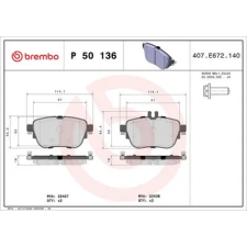 BREMBO fékbetétkészlet, tárcsafék P 50 136 autóalkatrész