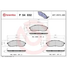 BREMBO fékbetétkészlet, tárcsafék P 54 032 autóalkatrész
