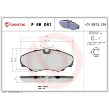 BREMBO fékbetétkészlet, tárcsafék P 56 061 autóalkatrész