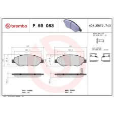 BREMBO fékbetétkészlet, tárcsafék P 59 053 autóalkatrész