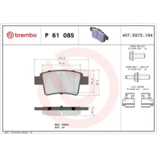 BREMBO fékbetétkészlet, tárcsafék P 61 085 autóalkatrész