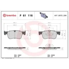 BREMBO fékbetétkészlet, tárcsafék P 61 116 fékbetét